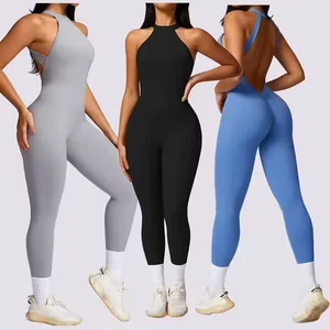 Bnice Wholesale Custom Logo Women Sports Activewear Compression Soft Lightweight Scrunch Back Jumpsuit Yoga Jumpsuits & Playsuit