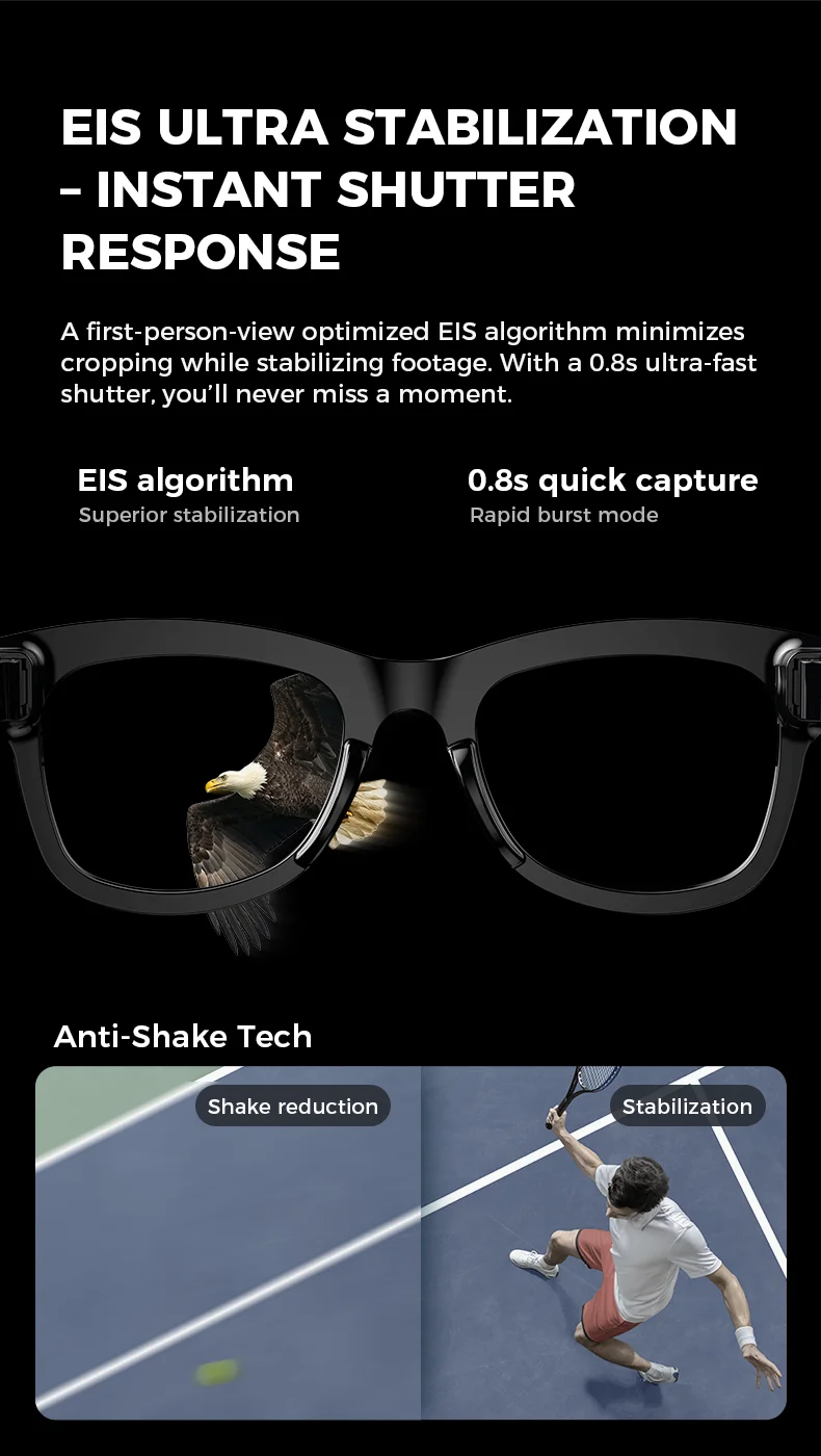 M01 Smart AI Camera Glasses 500w HD Camera Anti-Shake Record ENC AI Translation WIFI Sunglasses Smart Intelligence Headset 2025