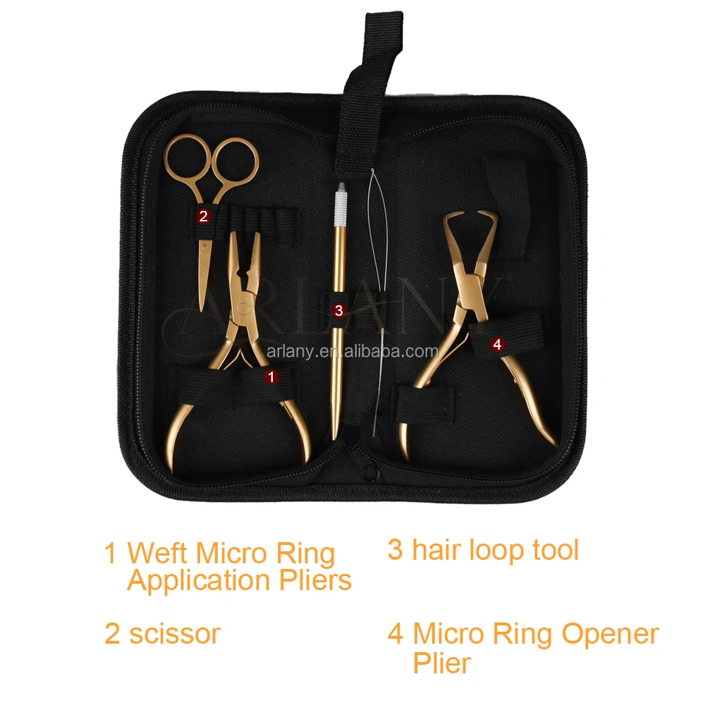 Arlany Micro Link Tool Kit Micro Beads Hair Extension Plier Tools Hair Pulling Loop Tool Scissor