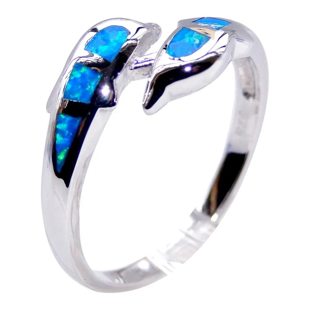 Fashion Sea Life Opal Jewelry 925 Silver Opal Stone Fish Shaped Opal Price  Per Gram Ring
