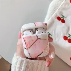 Глянцевый Блестящий IMD чехол для хранения наушников с геометрическим рисунком под мрамор, чехол для Airpods 1 2, футляр для Airpods для женщин, оптовая продажа