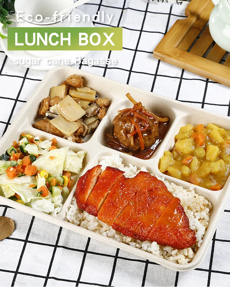 pizza boxes 9x9x3 biodegradable compostable bagasse 3-comp hinged container 200ct sugarcane bagasse containers