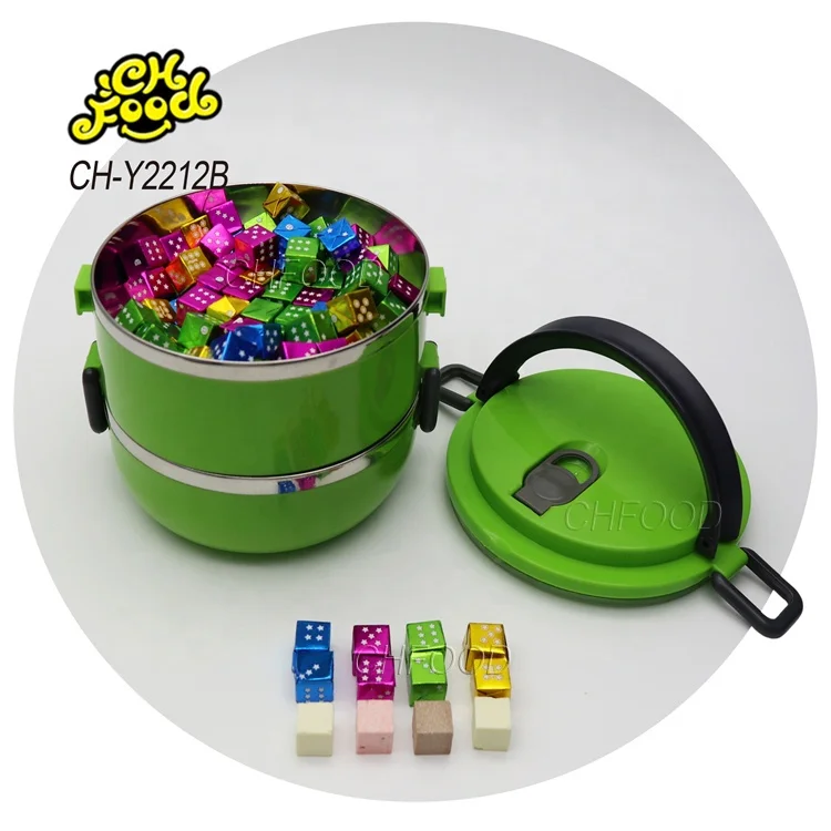 Wholesale and Custom Strawberry Chocolate Banana Milk Cube Tablet Candy in Lunch Box Halal Pressed Hard Candy Sweets