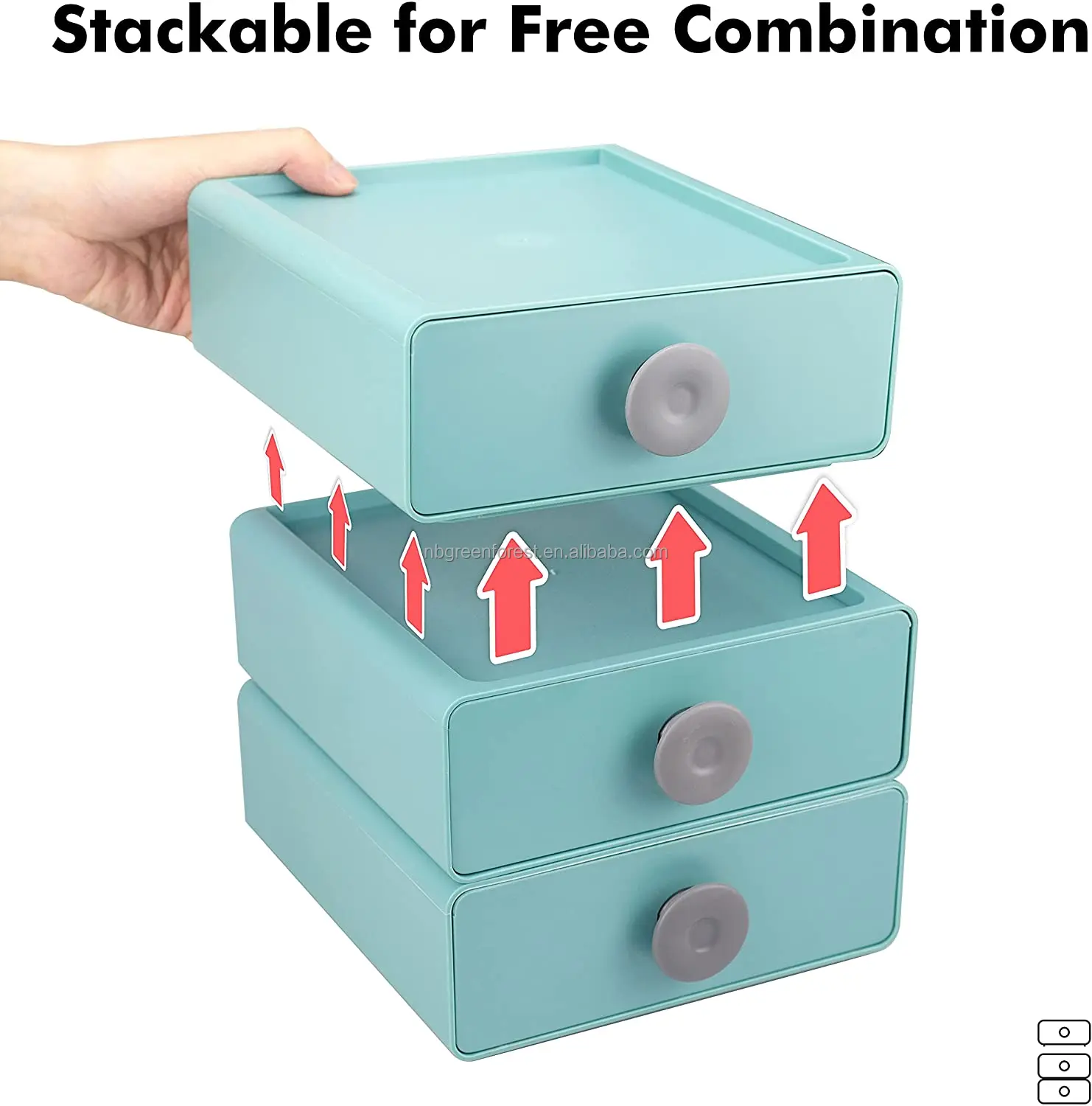 Plastic Storage Drawers Stackable Desktop Organizer Box 3drawer Set