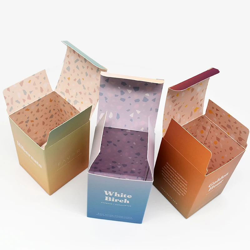 Custom Luxury Logo Cardboard Candle Gift Packaging Folding Box Recycled Materials Embossed and Matt Laminated