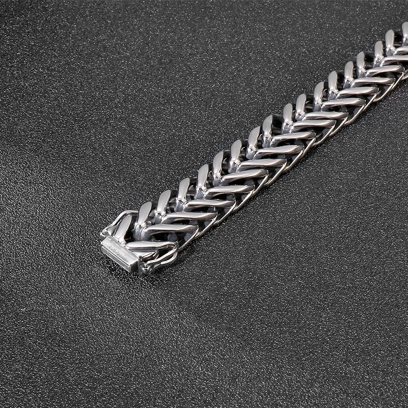 KALEN Hip Hop Franco Chain Titanium Stainless Steel Wide Bracelet Bangle