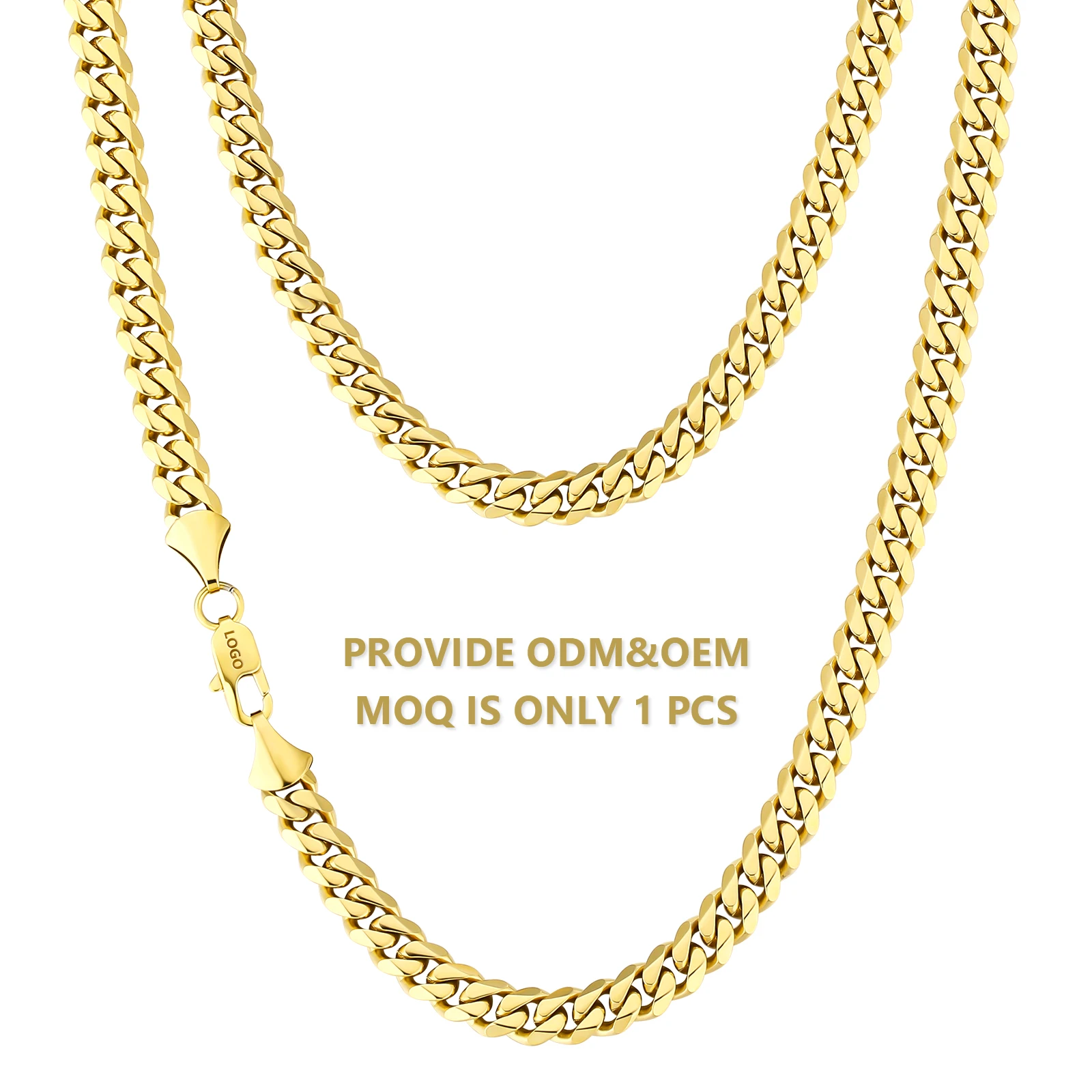14K Gold Plated Cuban Link Chain Necklace for Men Women