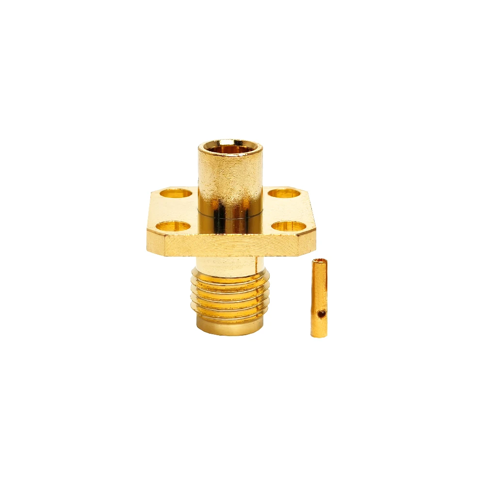 Factory 50 Ohm SMA Female 4-Hole Flange Mount Adapter Panel Mounting for RG402 SS402 RG141 T-flex402 0.141