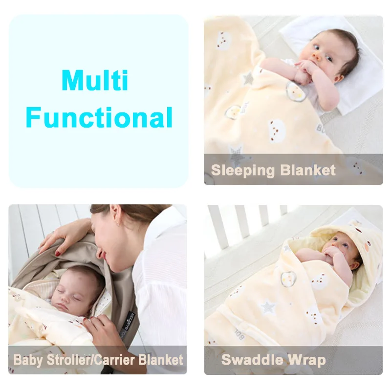 Baby Blanket & Swaddling Newborn Thermal Soft Fleece Blanket Winter Solid Bedding Set Cotton Quilt Infant Bedding Swaddle Wrap factory