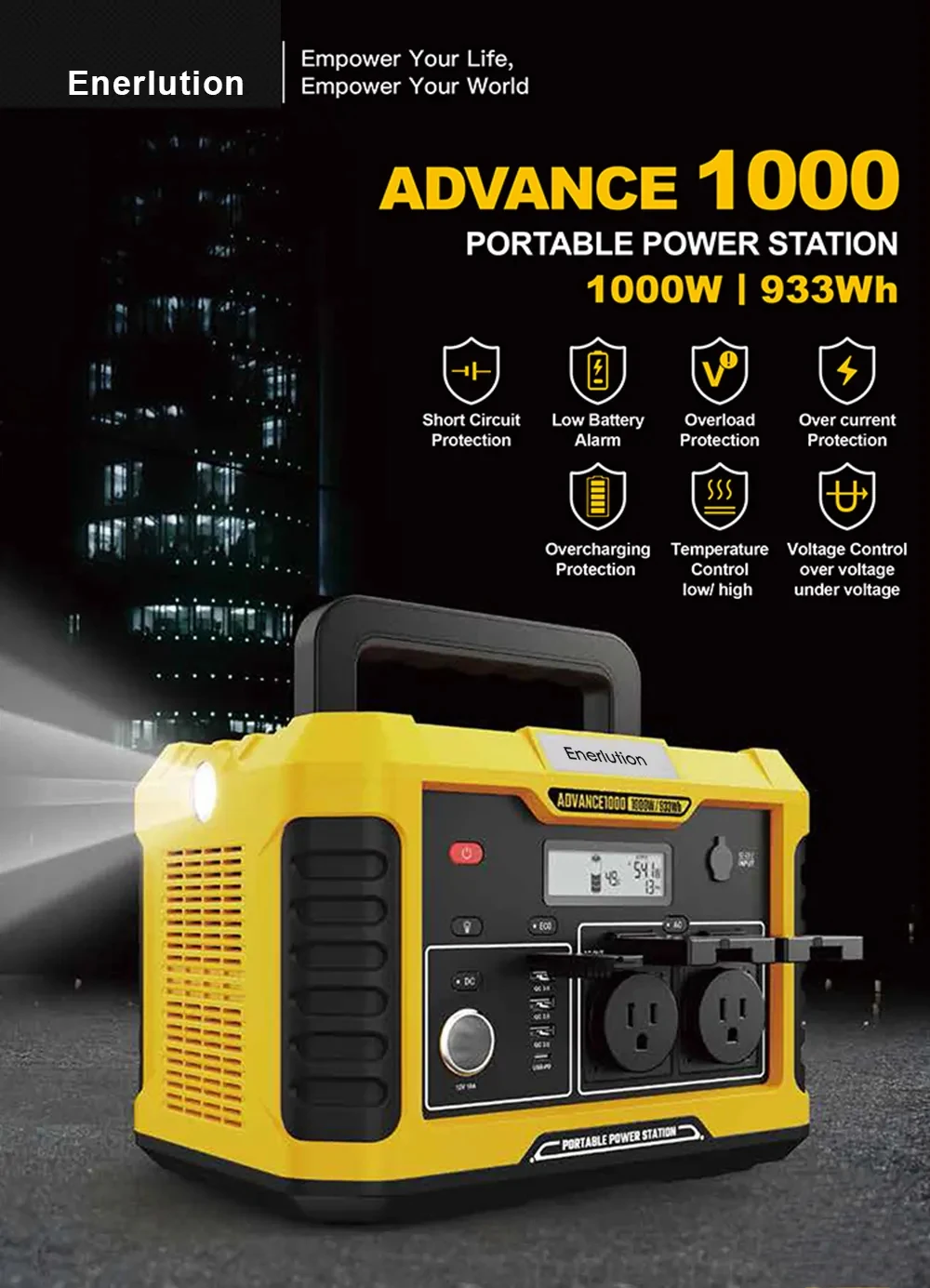 Station électrique Portable 800W - Générateur Solaire 512Wh Batterie LiFePO4, Camping Et Maison