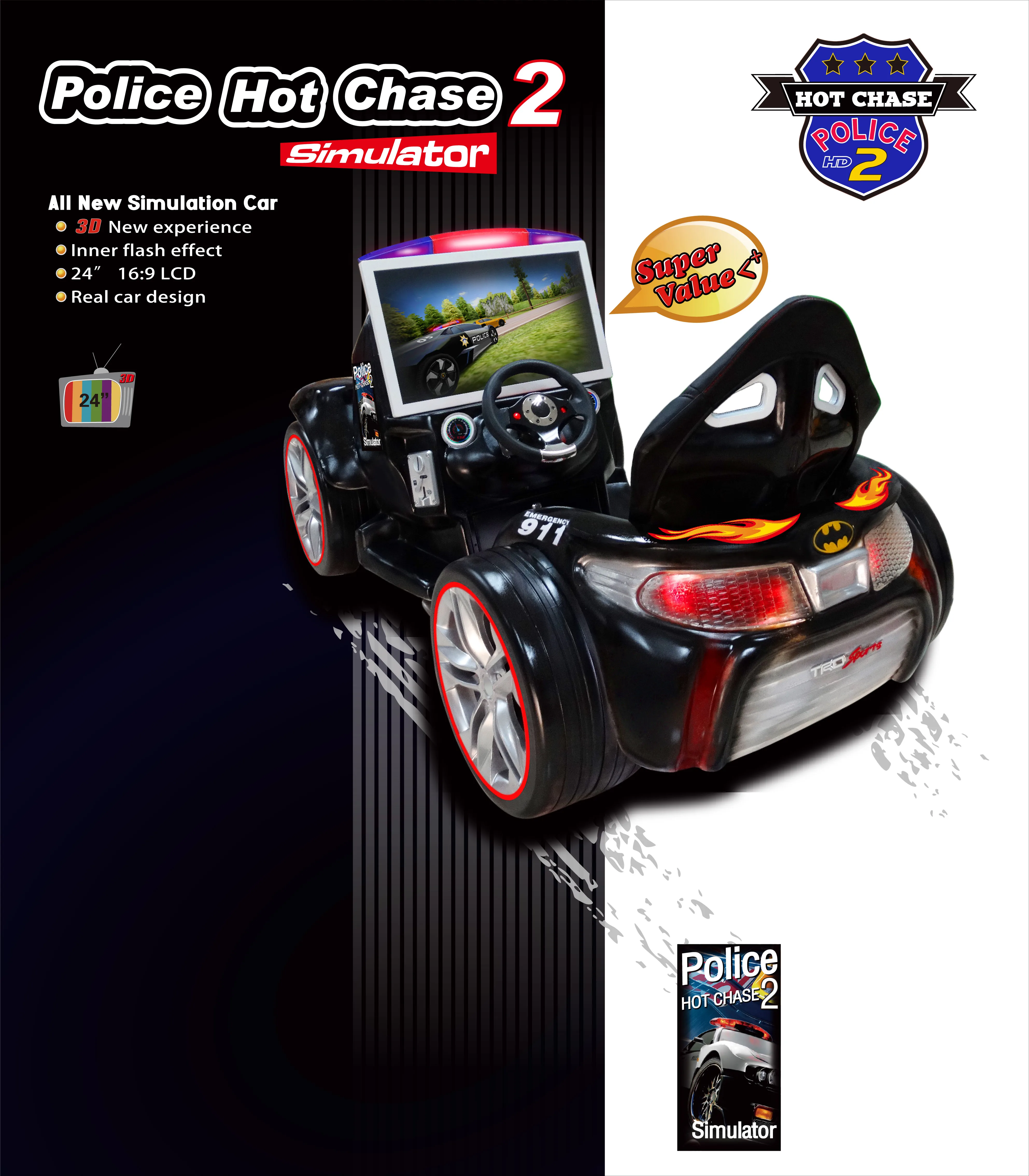 Eye-Catching 3D Video Racing Games Machine for Kids Police Car Ride Experience Shopping Malls Coin-Operated Kiddie Rides on sale