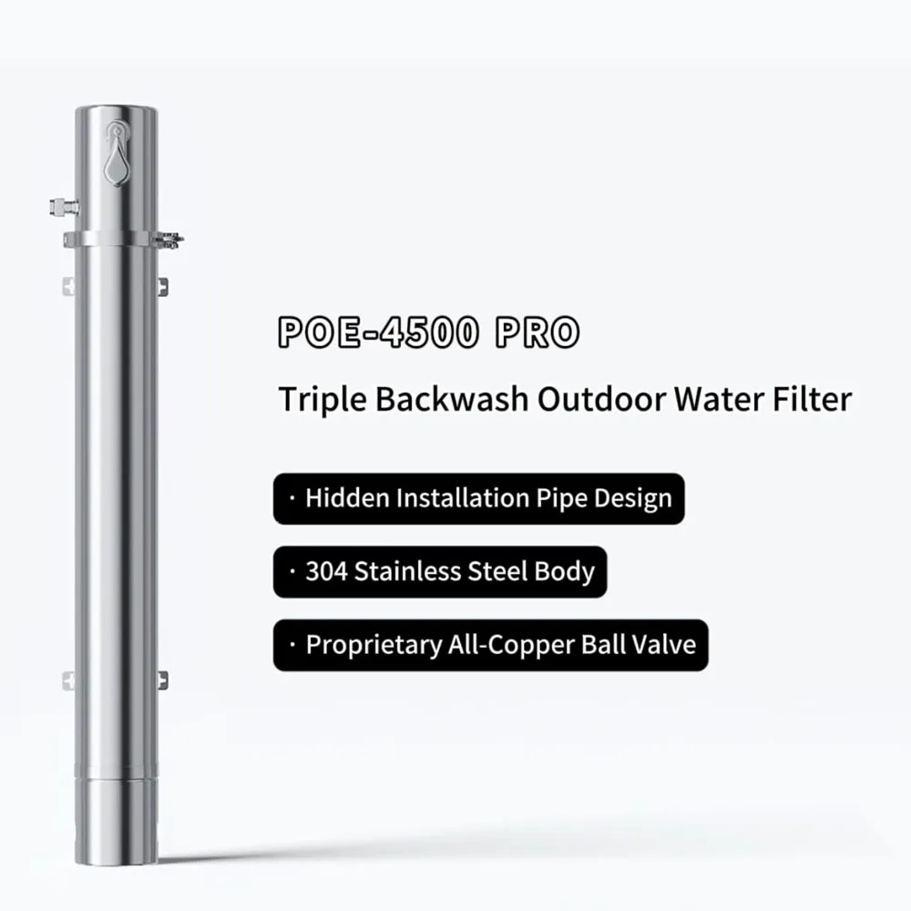 Ur-Health 4500L/H High Flow Manual Stainless Steel 304 POE Double Backwash Portable Household Self-Cleaning Ultrafiltration