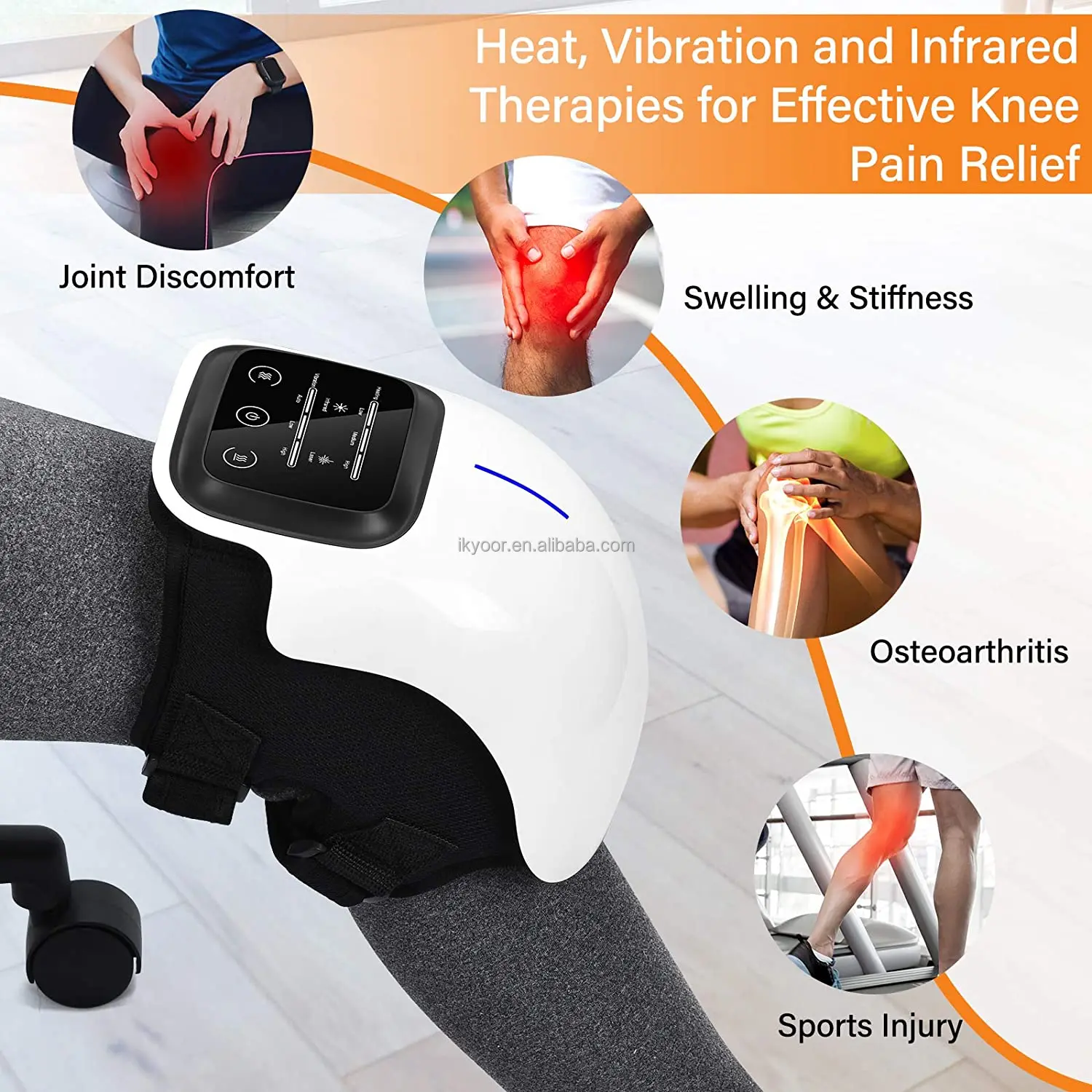 Cordless Wrap Knee Joint Massager Smart Electric Heating Vibration Pad Knee Massager With Heat