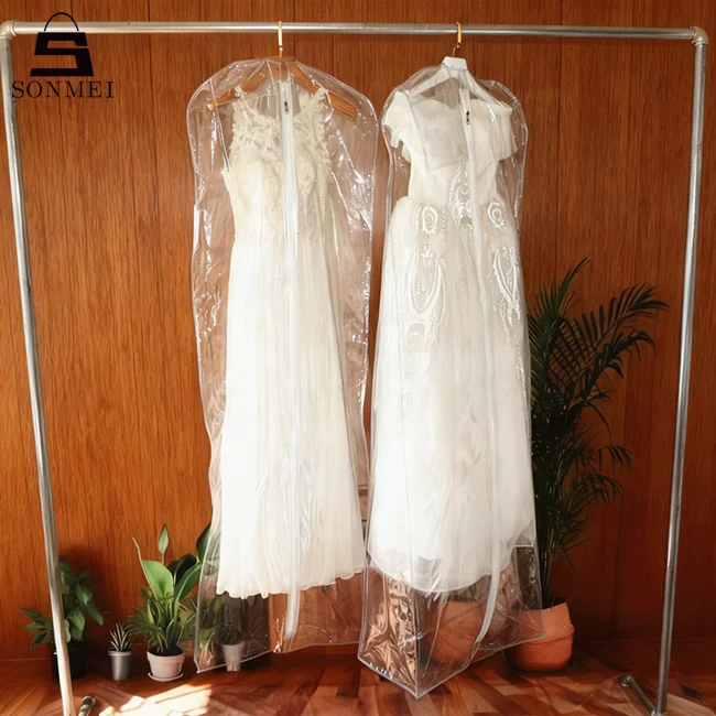 Packaging Clear Custom Transparent Bag Wedding Dress PVC Garment Bags