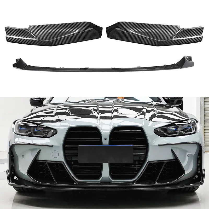 OEM Style Carbon Fiber G80 M3 G82 M4 Front Bumper Lip for BMW 3 4 Series 2D 4D 2021-2022