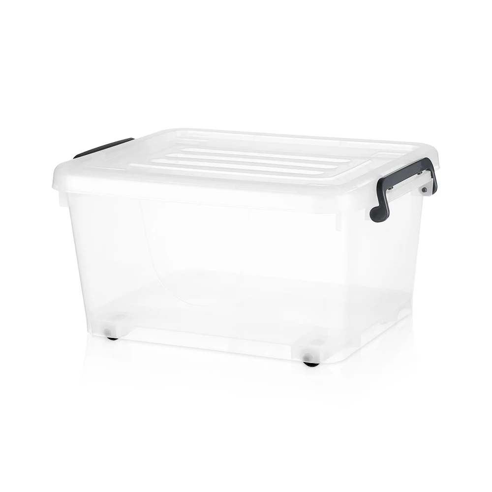 52L Transparent Plastic Storage Box With Wheels