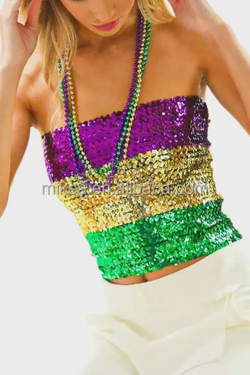 sequin mardi gras tube top