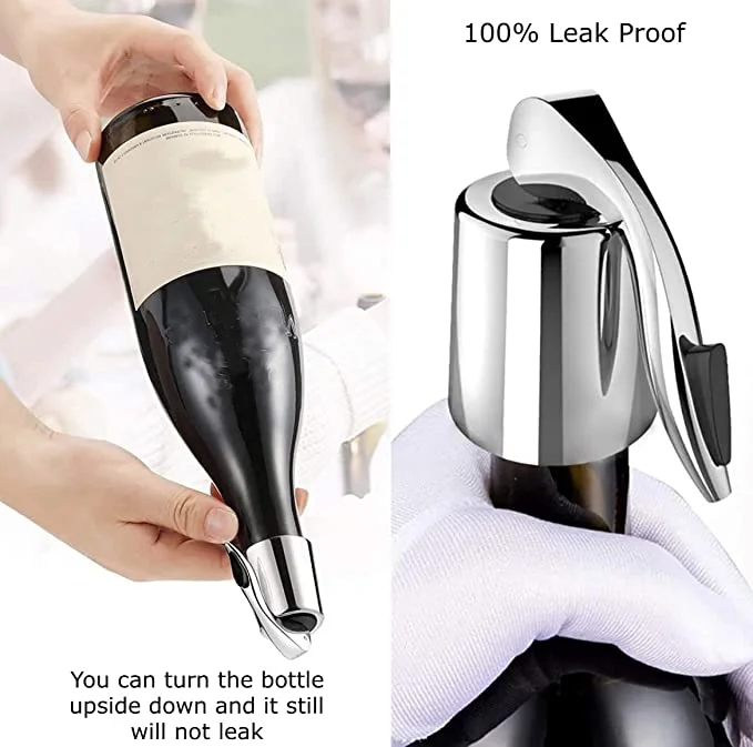 High Quality Durability Easy Clean Reusable Stainless Steel Wine Bottle Stopper With Silicone Plug