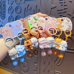 Cute Pet Couple Keychain Chain Pendant for Women, Exquisite Resin Magnetic Figurine, Schoolbag Hanging Decoration