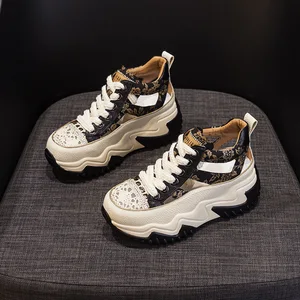 2026 Spring New Thick Bottom with 8cm Height Increase for Women's Shoes, Casual, Sports, Versatile, Fashion Trendgenuine Leather