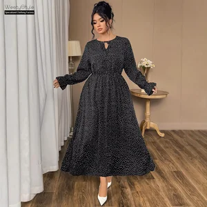 WestyStyle 2026 European American Style Plus Size Women's Summer Floor-Length A-line Party Dress Floral Chiffon Long Sleeve