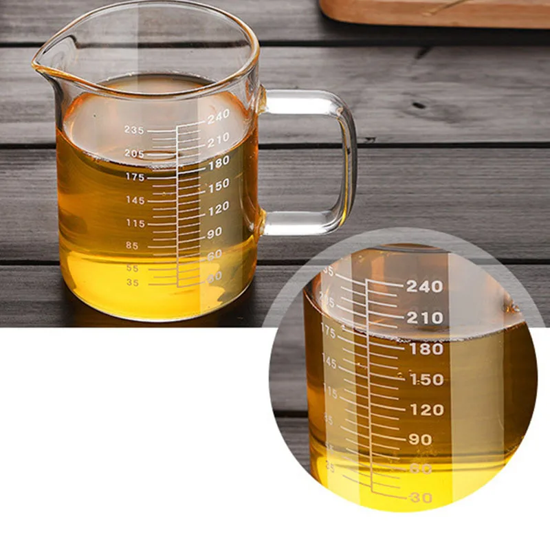 BCnmviku 240ml Espresso Shot Glass Measuring Grade Transparent Measuring Cup Glass Beakers Pot Kettle Milk Cup Baking Kitchen
