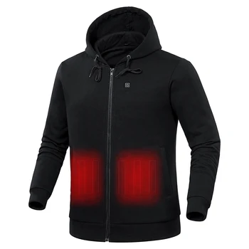 2022 100% Cotton Fleece Winter Far Infrared Warm 5V USB Battery Powered Men's Heated Hoodies Jacket