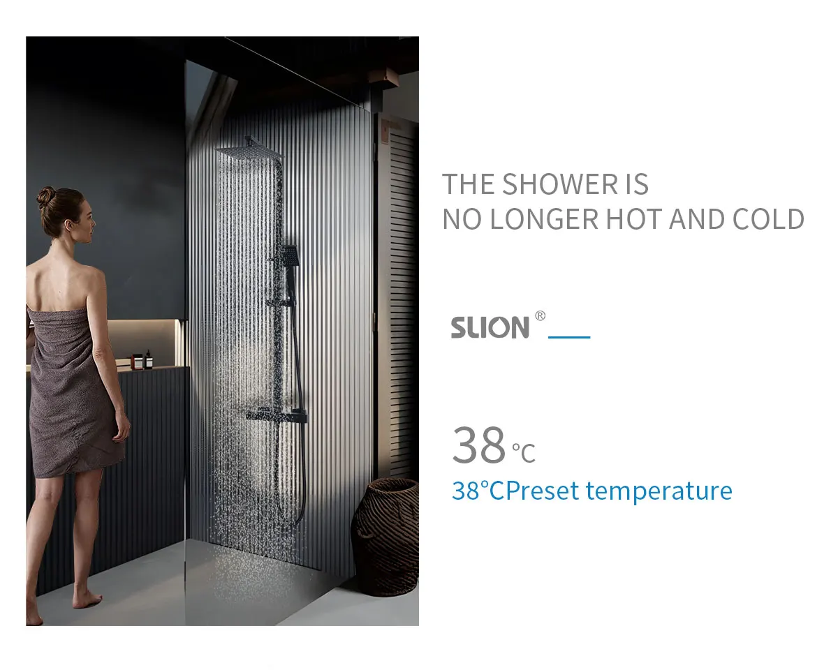 Modern Brass Square Dual Function Bar Valve Shower System - Black manufacture