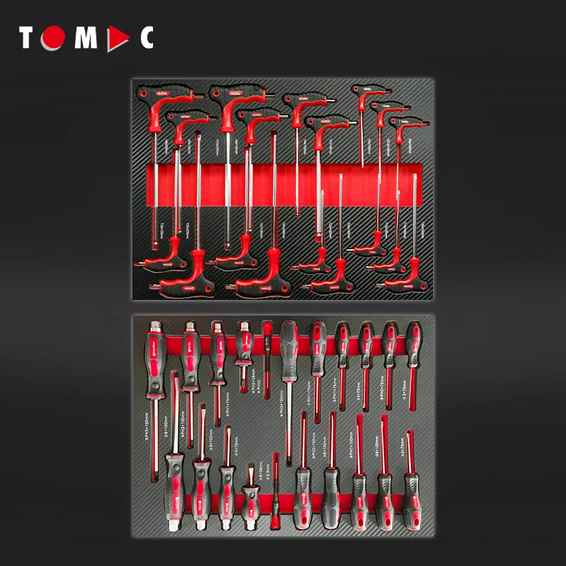 TOMAC 7+1 Large Rolling Tool Cabinet Heavy Duty with 257PCS Tools in 6 Drawers Customizable OEM Support