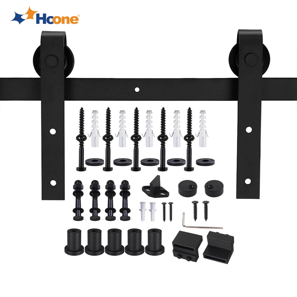 Hoone Wholesale Concealed Soft Close Rolling Wood Barn Door Sliding Hardware Rail Track System