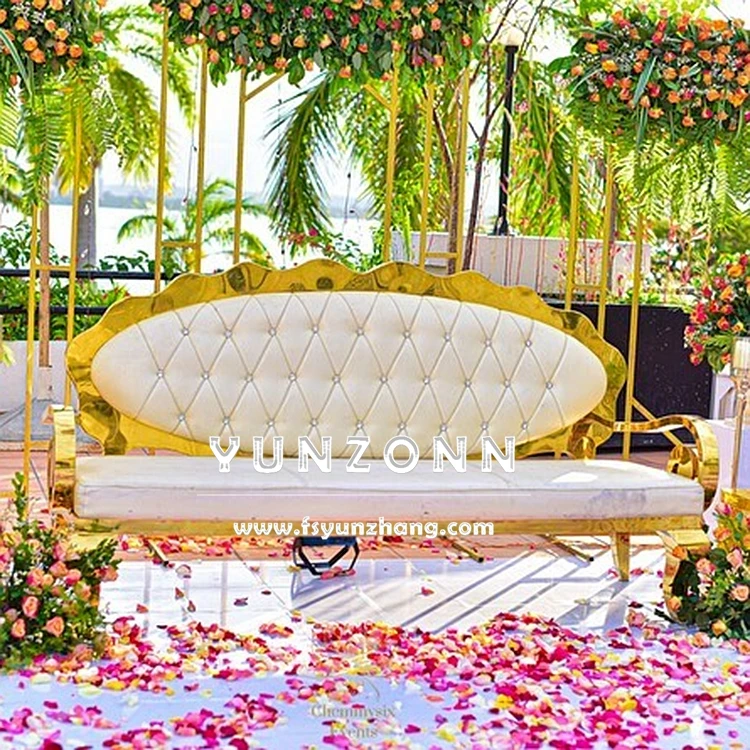 Modern European Design Luxury Sofa with Stainless Steel Gold Frame and 3 Years Warranty for Hotels and Living Rooms