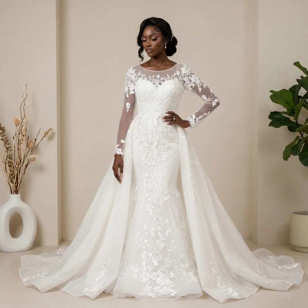 Modest African Long Sleeve Wedding Dresses Bridal a Line Women Vestido De Novia Lsbh22 Modest African Long Sleeve Wedding Dresses Bridal a Line Women Vestido De Novia Lsbh22