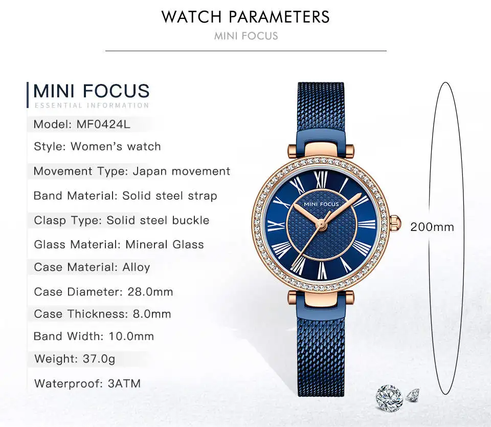 Mini Focus 0424L Minimal Women Quartz Wristwatch 3ATM Waterproof