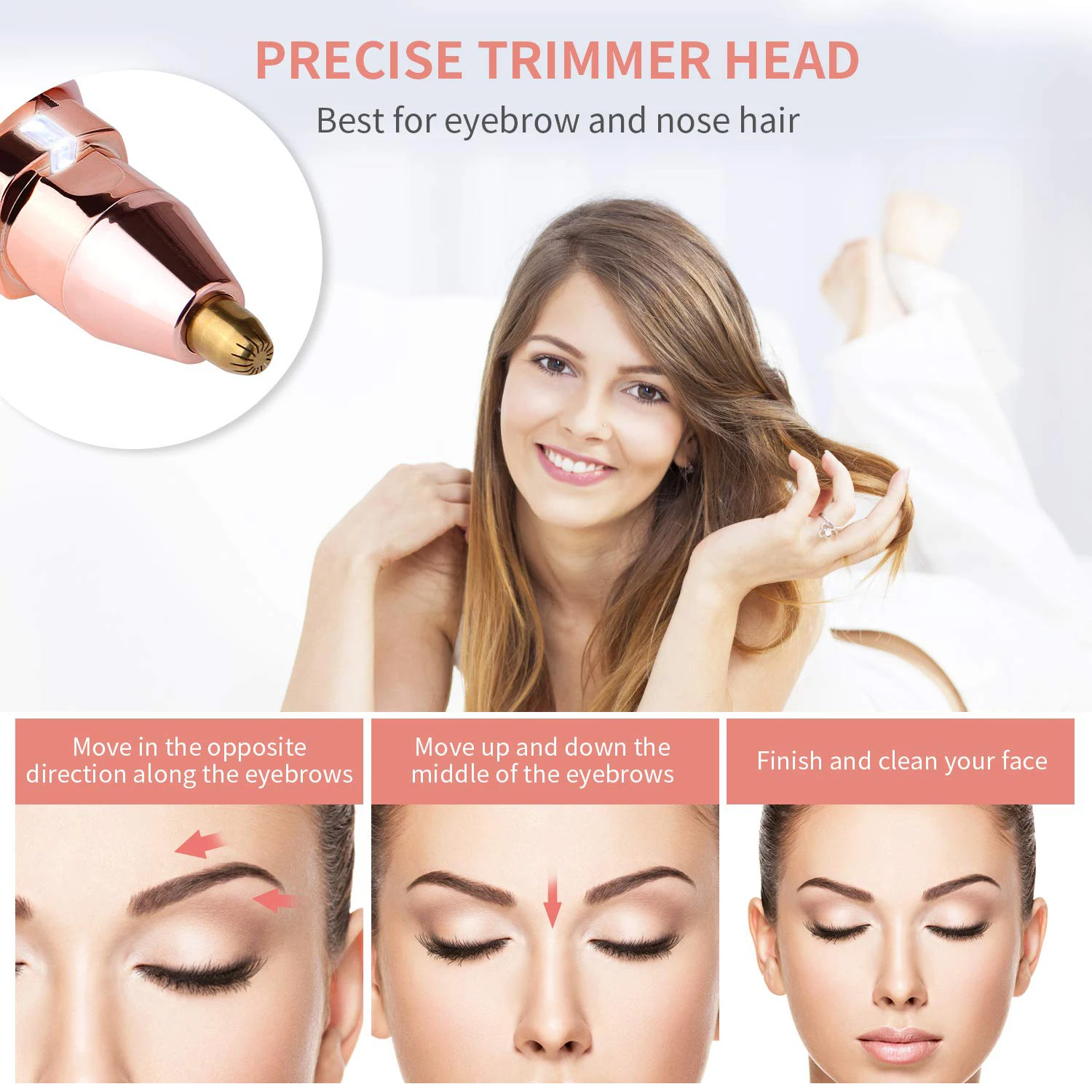 Портативный Перезаряжаемый металлический триммер с двойной головкой, Электрический мини-триммер для бровей, регулируемое средство для удаления волос, Женская бритва для бровей