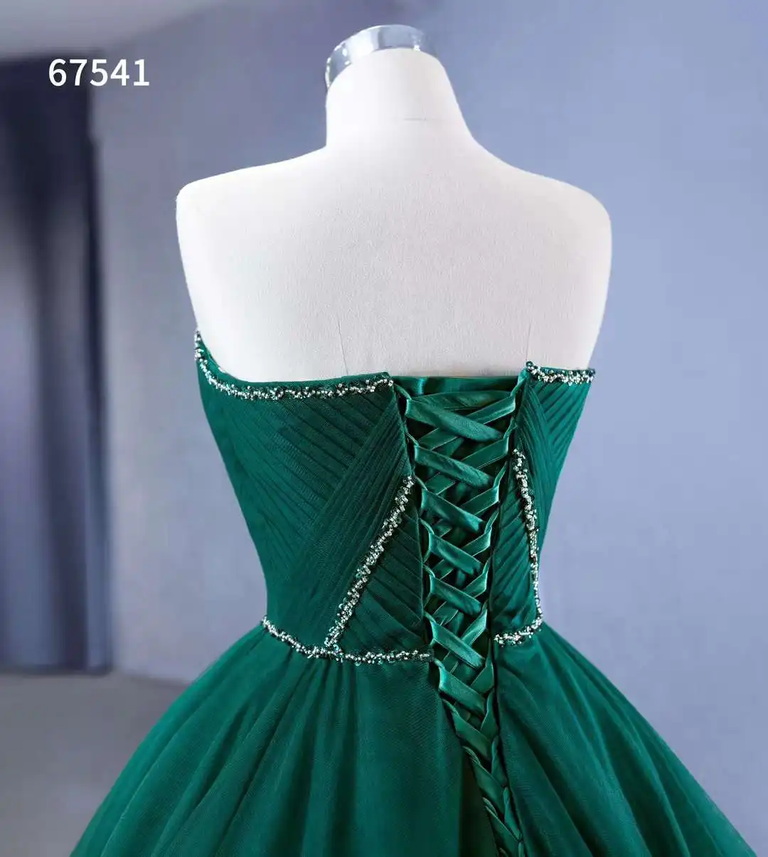 slim fit dress slacks Strapless Long Green Prom Dress with Beaded Corset Hunter Green / Medium main image 1