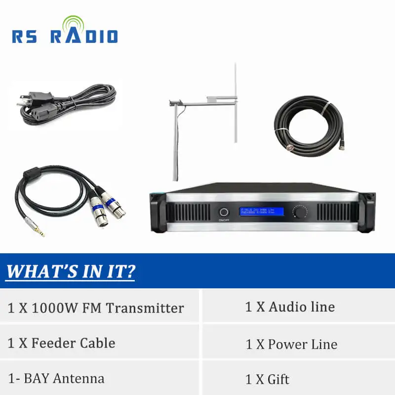 RS 1KW FM Radio Transmitter 1000w Fm Broadcast Transmitter Long Range 1kw Fm Transmitter Kit