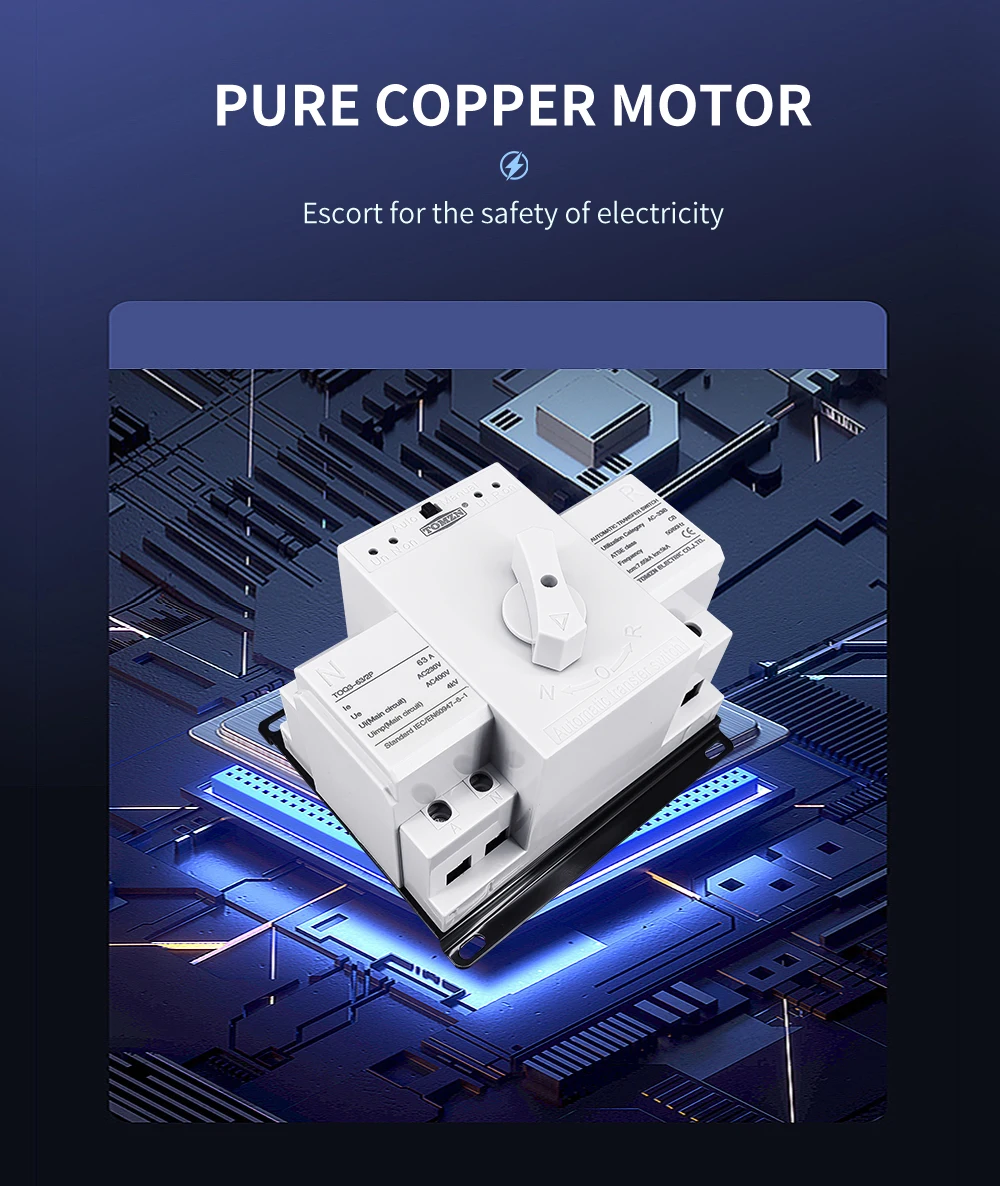 2P 63A 230V MCB Type Dual Power Automatic Transfer Switch ATS