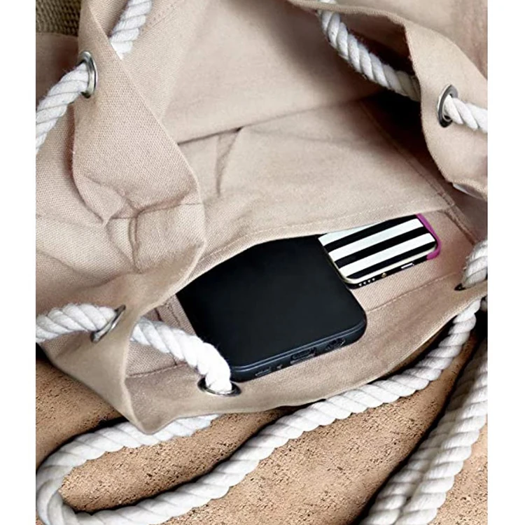 Kundenspezifische EinkaufstascheKundenspezifische neue Design-Strandtasche  aus Baumwolle und Leinen Sommer-Einkaufstasche  BaumwolltascheUmweltfreundlicher Taschenlieferant
