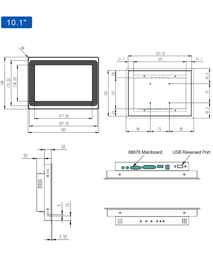 15.6 Inch 1366*768 IPS 1920*1080 VGA Capacitive Touch Metal Aluminum Frame TFT Embedded Pure Flat Industrial LED Monitor