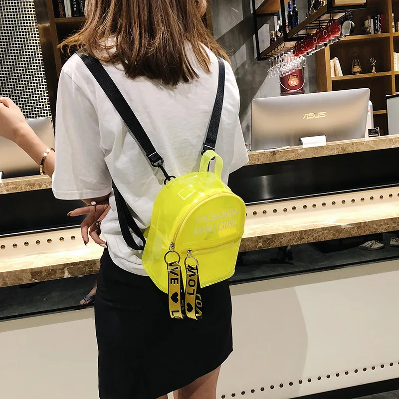 Waterproof PVC Clear Plastic Daily Backpack Mini Teenager Girls Notebook School Bag Fashion Transparent Backpack