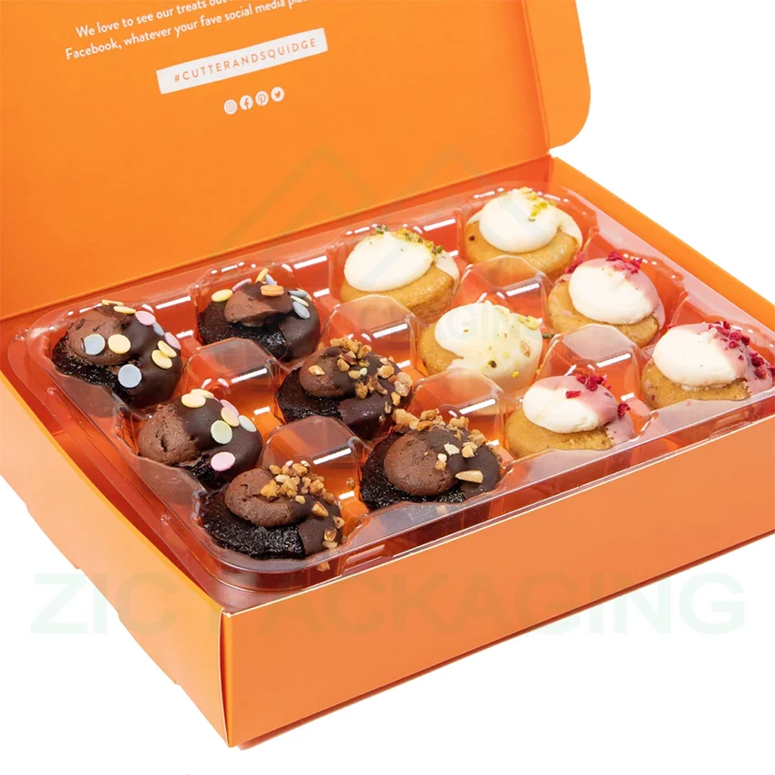 New Orange Design Corrugated Cardboard Customized Brownie Packaging Box With Divider