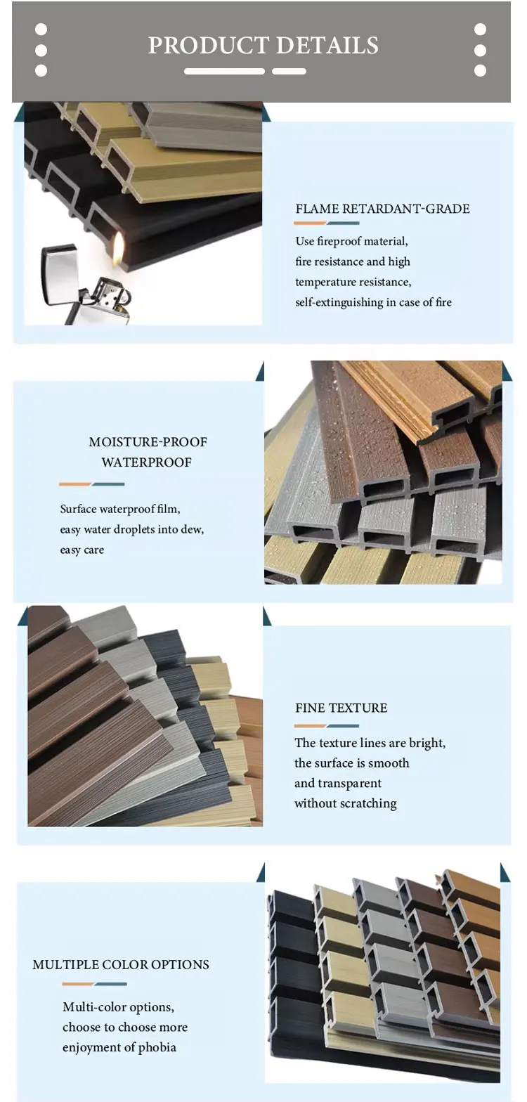 Modern Fluted WPC Wall Panel Indoor Outdoor Clading PVC Slat Board ...