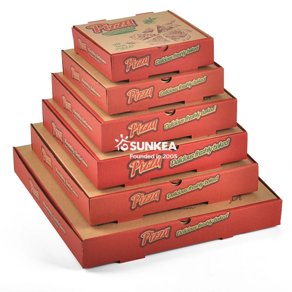 Corrugated Paper Pizza Box Custom Logo Biodegradable Cardboard Takeaway Pizza Box
