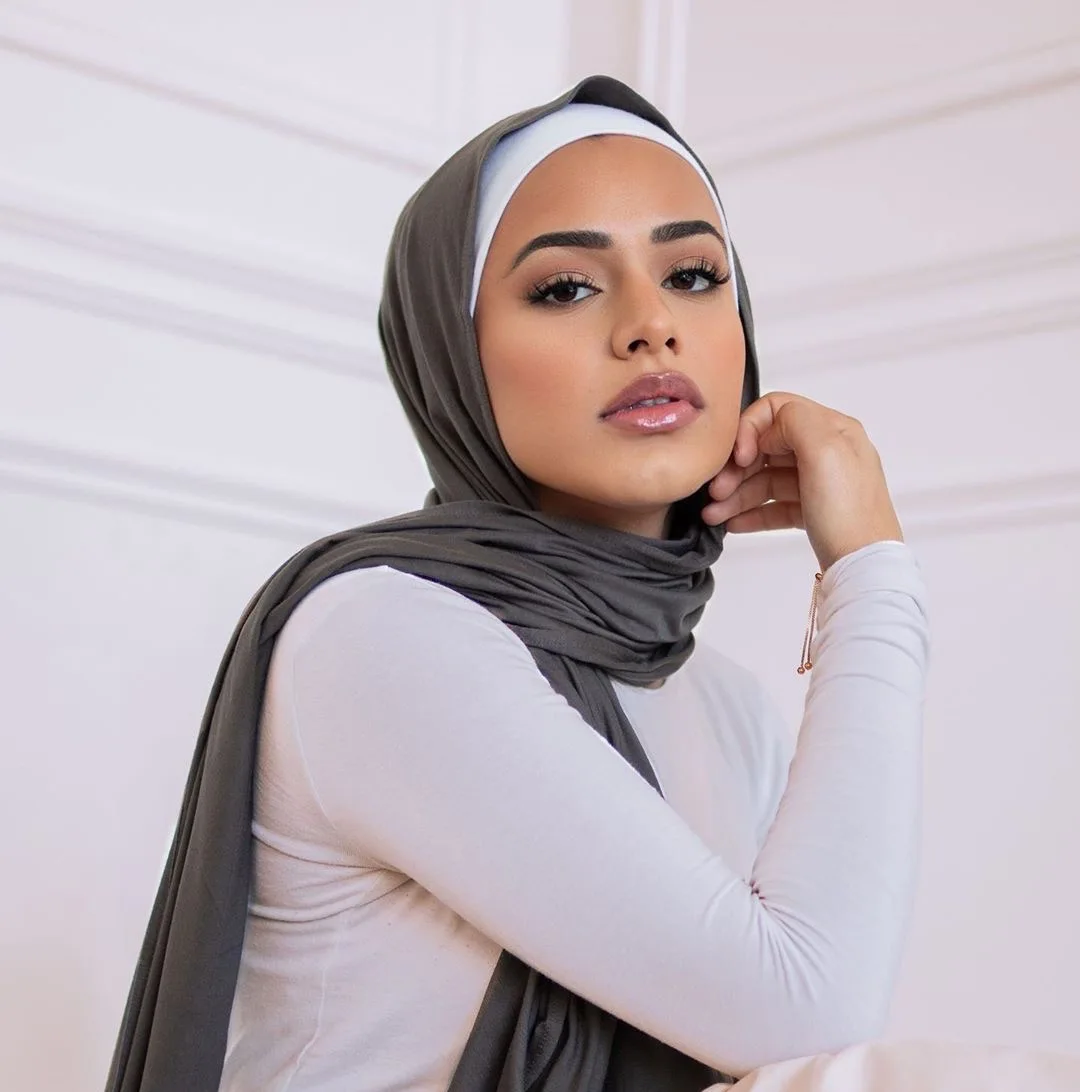 Hijab Jersey Voile Chic - Écharpe Extensible Douce, Opaque - Pour Femme, Quotidien, Occasions - 95% Coton 5% Lycra