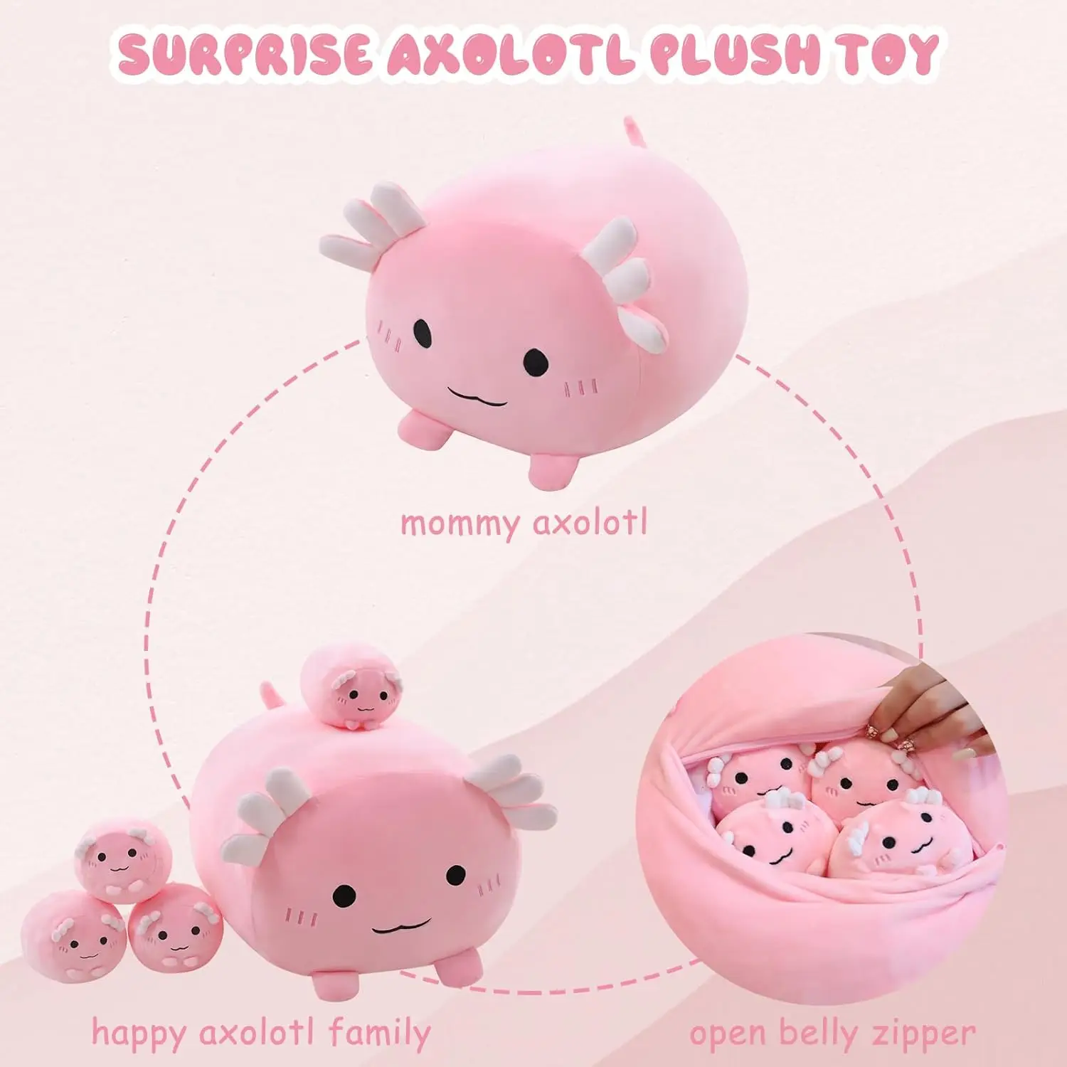 Kuscheltier Axolotl Plüsch - Grau, 45 Cm, Kuscheliges Stofftier & Kissen Für Kinder