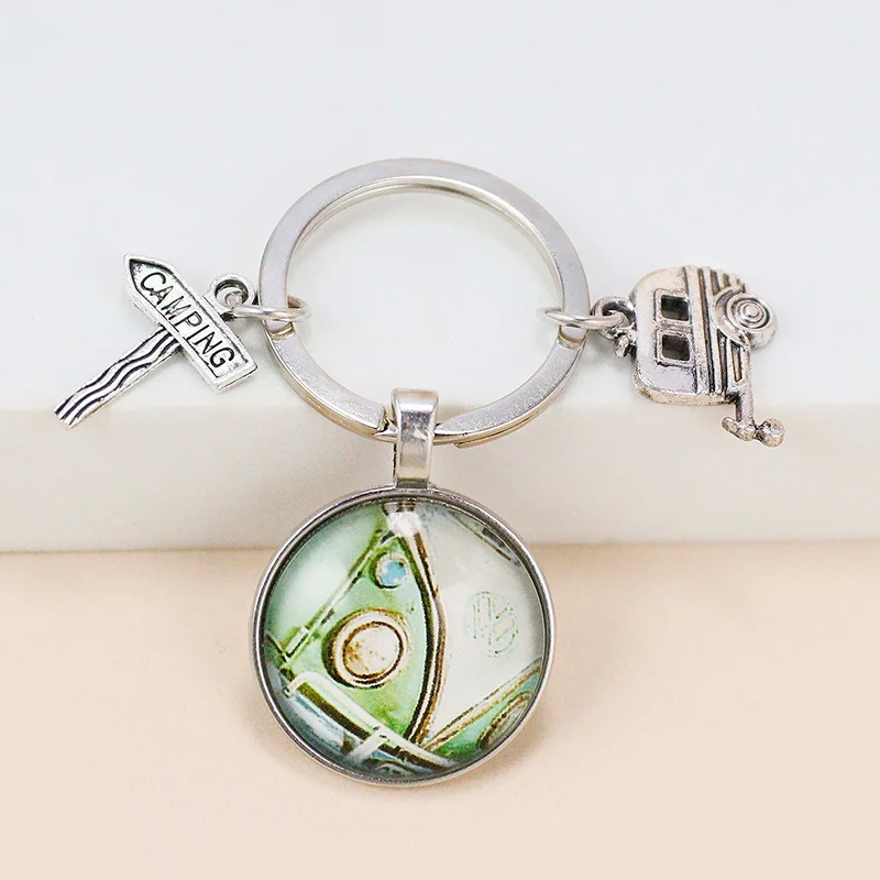 Новый Винтажный Хиппи знак мира фургонов автобусов брелок Мода для мужчин и женщин, женский кошелек-клатч, подвеска для автомобиля, брелок с кольцом-держателем ювелирные изделия
