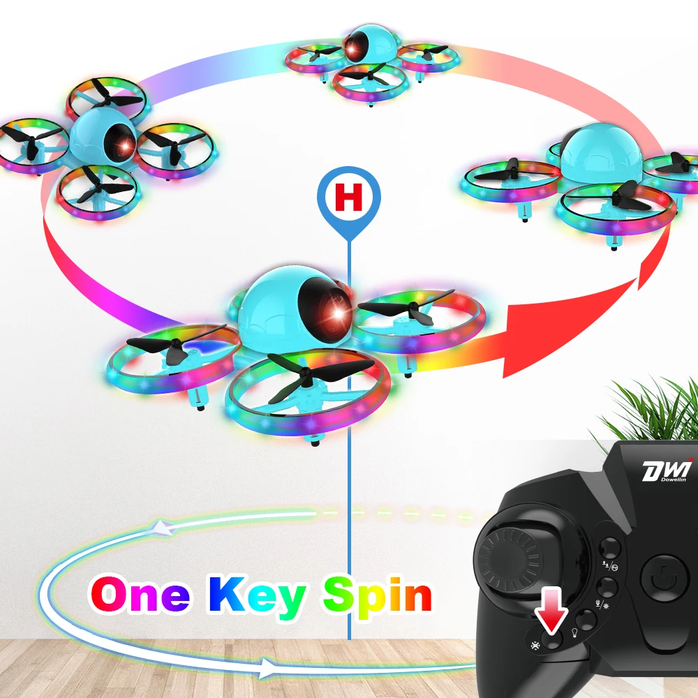 V995 Mini Dron para Niños y Principiantes, Avión Cuadricóptero para Interiores y Exteriores para Niños y Niñas con Giros 3D, Rotación de 360°, Vuelo Circular, Vuelo Estacionario Automático, Modo sin