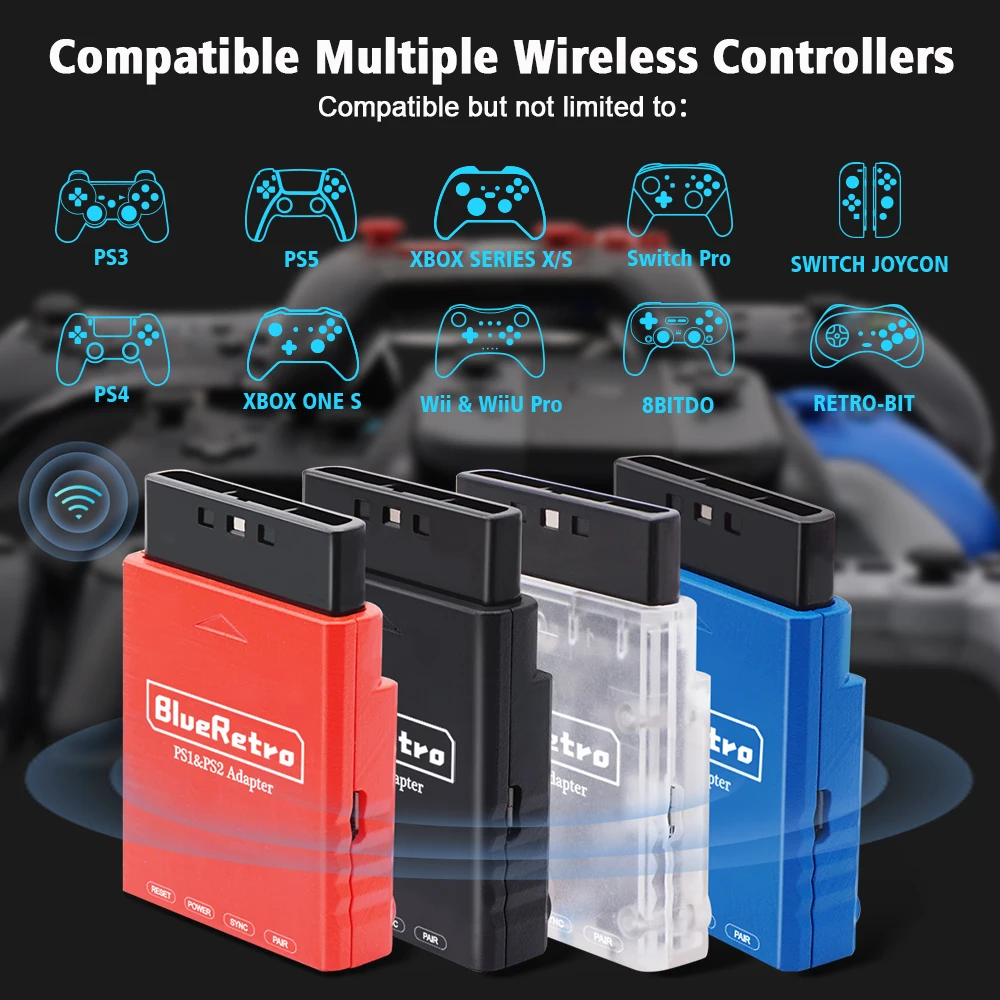 Blueretro BT Wireless Adapter for PS2 Universal Converter Gamepad Dongle for PS2 PSX PS One Console for PS3 PS4 PS5 Controller