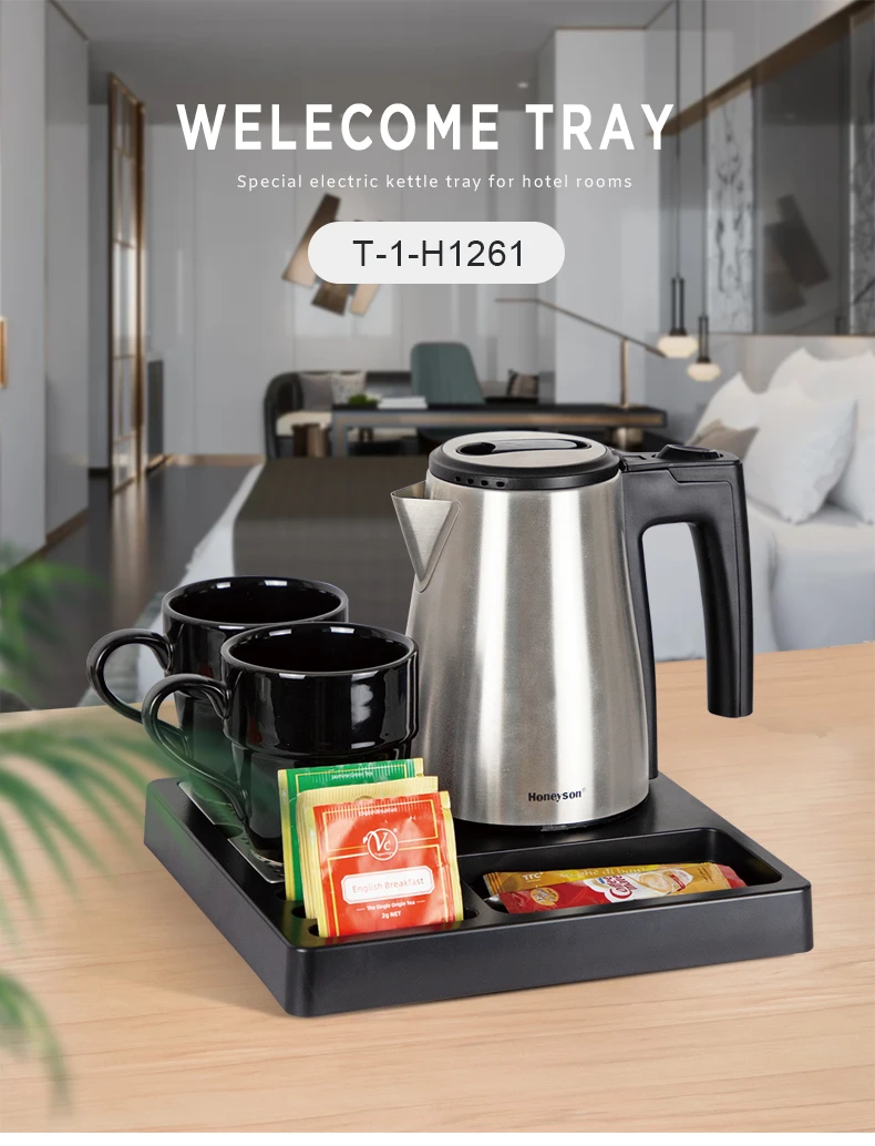 Hotel Kitchen Household Appliances Portable Kettle Electric Kettle Stainless Steel Tray Set for Boiling Water Tea Coffee