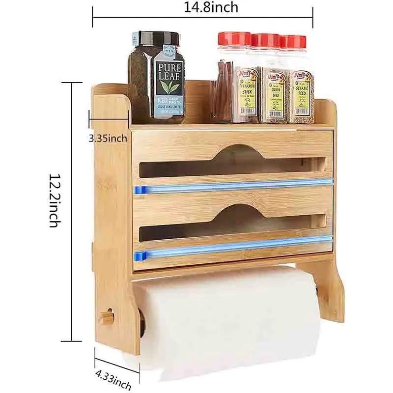 3 IN 1 Wall-Mount Paper Towel Holder Preservative Film Dispenser